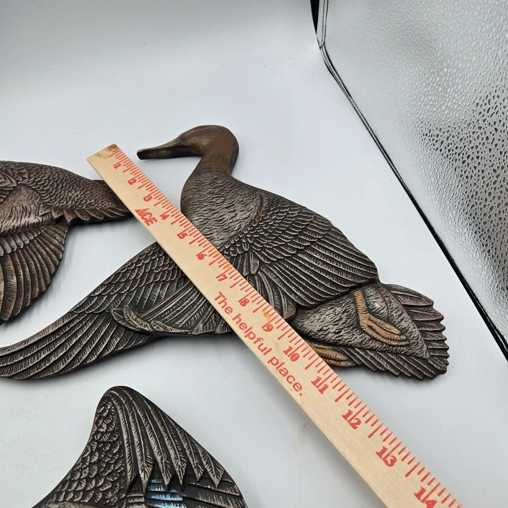 Vintage Mallard Duck Wall Hangings Ceramic Atlantic Mold Hand Painted 1965 Set 3